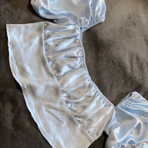 Satin puffed sleeve cropped top